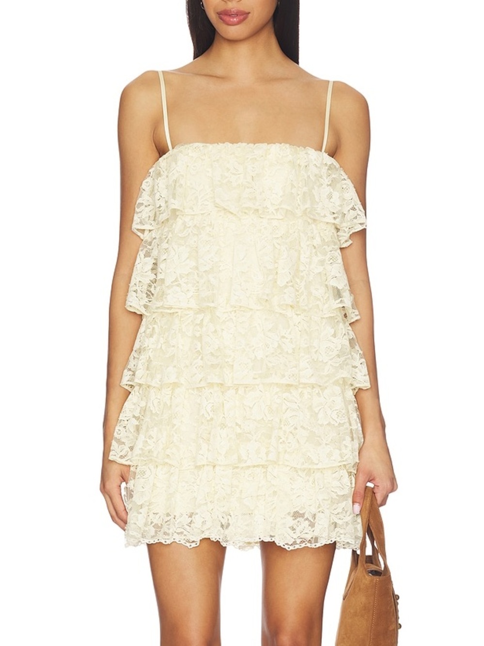 Lovers + Friends Briella Lace Tiered Floral Dainty Feminine Bridal Mini Dress S